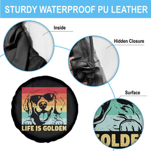 Golden Retriever Dog Spare Tire Cover Life is Golden Retro Vintage TS10 Print Your Wear