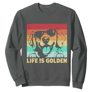Golden Retriever Dog Sweatshirt Life is Golden Retro Vintage TS10 Dark Heather Print Your Wear