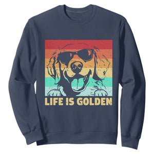 Golden Retriever Dog Sweatshirt Life is Golden Retro Vintage TS10 Navy Print Your Wear