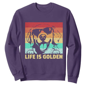 Golden Retriever Dog Sweatshirt Life is Golden Retro Vintage TS10 Purple Print Your Wear