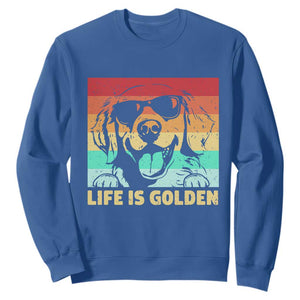 Golden Retriever Dog Sweatshirt Life is Golden Retro Vintage TS10 Royal Blue Print Your Wear