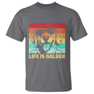 Golden Retriever Dog T Shirt Life is Golden Retro Vintage TS10 Charcoal Print Your Wear