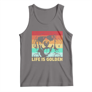 Golden Retriever Dog Tank Top Life is Golden Retro Vintage TS10 Deep Heather Print Your Wear