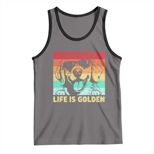 Golden Retriever Dog Tank Top Life is Golden Retro Vintage TS10 Deep Heather Black Print Your Wear