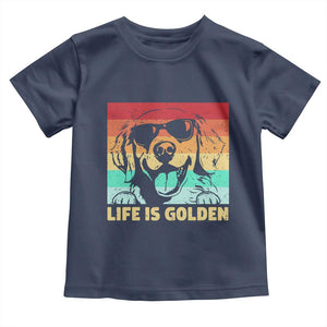 Golden Retriever Dog Toddler T Shirt Life is Golden Retro Vintage TS10 Navy Print Your Wear