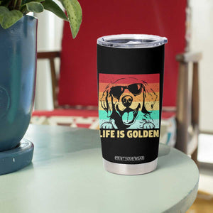 Golden Retriever Dog Tumbler Cup Life is Golden Retro Vintage TS10 Print Your Wear