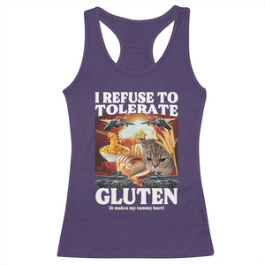 Gluten Intolerance Cat Meme Racerback Tank Top I Refuse To Tolerate Gluten TS10 Purple Print Your Wear