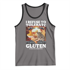 Gluten Intolerance Cat Meme Tank Top I Refuse To Tolerate Gluten TS10 Deep Heather Black Print Your Wear