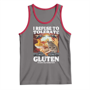 Gluten Intolerance Cat Meme Tank Top I Refuse To Tolerate Gluten TS10 Deep Heather Red Print Your Wear
