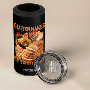 Funny Gluten Free 4 in 1 Can Cooler Tumbler Gluten Makes My Tummy Hurt Vintage Bootleg Graphic TS10 Print Your Wear