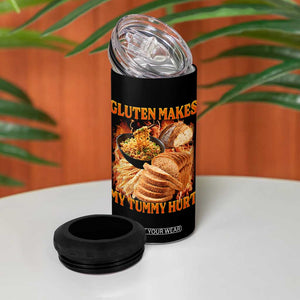 Funny Gluten Free 4 in 1 Can Cooler Tumbler Gluten Makes My Tummy Hurt Vintage Bootleg Graphic TS10 Print Your Wear