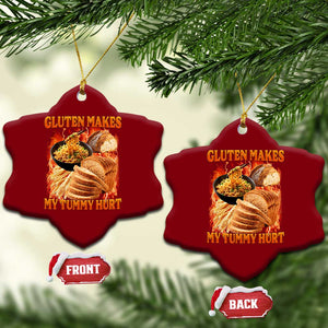 Funny Gluten Free Ceramic Ornament Gluten Makes My Tummy Hurt Vintage Bootleg Graphic TS10 Print Your Wear