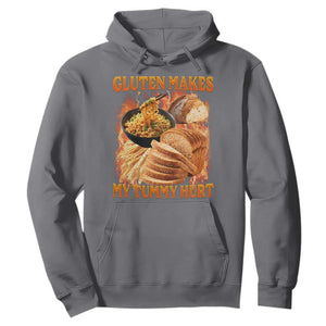 Funny Gluten Free Hoodie Gluten Makes My Tummy Hurt Vintage Bootleg Graphic TS10 Charcoal Print Your Wear