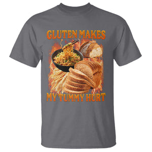 Funny Gluten Free T Shirt Gluten Makes My Tummy Hurt Vintage Bootleg Graphic TS10 Charcoal Print Your Wear
