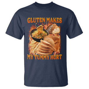 Funny Gluten Free T Shirt Gluten Makes My Tummy Hurt Vintage Bootleg Graphic TS10 Navy Print Your Wear