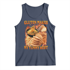 Funny Gluten Free Tank Top Gluten Makes My Tummy Hurt Vintage Bootleg Graphic TS10 Navy Print Your Wear