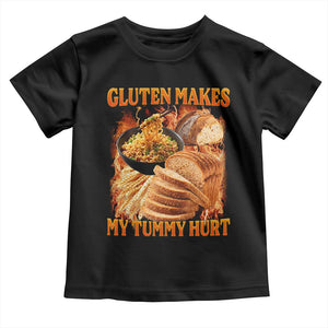 Funny Gluten Free Toddler T Shirt Gluten Makes My Tummy Hurt Vintage Bootleg Graphic TS10 Black Print Your Wear