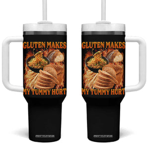 Funny Gluten Free Tumbler With Handle Gluten Makes My Tummy Hurt Vintage Bootleg Graphic TS10 One Size: 40 oz Black Print Your Wear