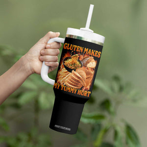 Funny Gluten Free Tumbler With Handle Gluten Makes My Tummy Hurt Vintage Bootleg Graphic TS10 Print Your Wear