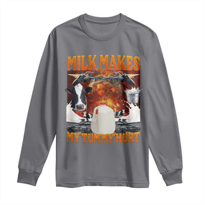 Lactose Intolerant Meme Long Sleeve Shirt Milk Makes My Tummy Hurt Vintage Bootleg Graphic TS10 Charcoal Print Your Wear