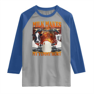 Lactose Intolerant Meme Raglan Shirt Milk Makes My Tummy Hurt Vintage Bootleg Graphic TS10 Sport Gray Royal Print Your Wear