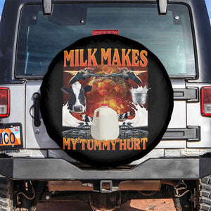 Lactose Intolerant Meme Spare Tire Cover Milk Makes My Tummy Hurt Vintage Bootleg Graphic TS10 No hole Black Print Your Wear