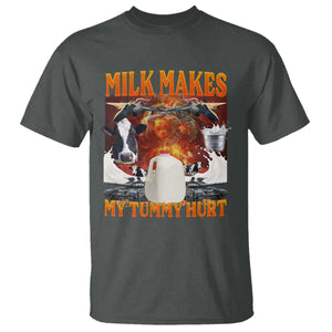 Lactose Intolerant Meme T Shirt Milk Makes My Tummy Hurt Vintage Bootleg Graphic TS10 Dark Heather Print Your Wear