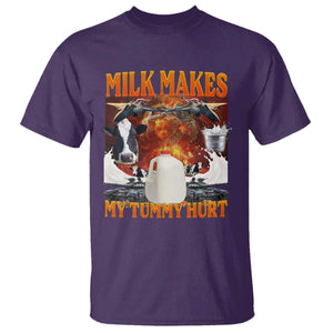 Lactose Intolerant Meme T Shirt Milk Makes My Tummy Hurt Vintage Bootleg Graphic TS10 Purple Print Your Wear