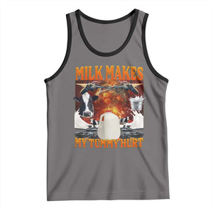 Lactose Intolerant Meme Tank Top Milk Makes My Tummy Hurt Vintage Bootleg Graphic TS10 Deep Heather Black Print Your Wear