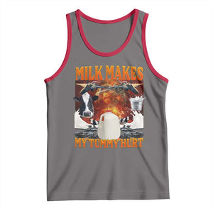Lactose Intolerant Meme Tank Top Milk Makes My Tummy Hurt Vintage Bootleg Graphic TS10 Deep Heather Red Print Your Wear
