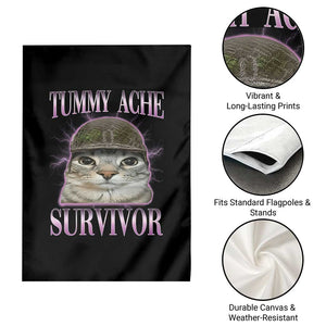 Tummy Ache Survivor Cat Meme Garden Flag Funny Trending Oddly Specific Brainrot Memes TS10 Print Your Wear