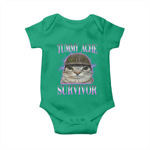 Tummy Ache Survivor Cat Meme Baby Onesie Funny Trending Oddly Specific Brainrot Memes TS10 Irish Green Print Your Wear