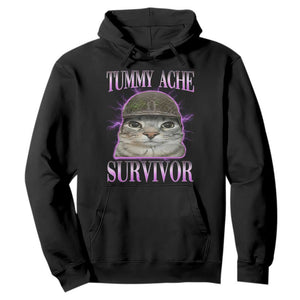 Tummy Ache Survivor Cat Meme Hoodie Funny Trending Oddly Specific Brainrot Memes TS10 Black Print Your Wear