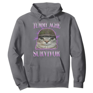 Tummy Ache Survivor Cat Meme Hoodie Funny Trending Oddly Specific Brainrot Memes TS10 Charcoal Print Your Wear