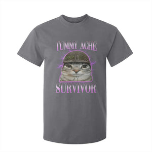 Tummy Ache Survivor Cat Meme T Shirt For Kid Funny Trending Oddly Specific Brainrot Memes TS10 Charcoal Print Your Wear