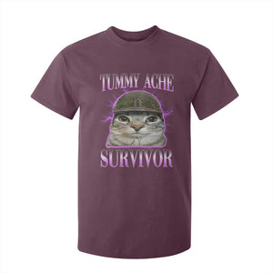 Tummy Ache Survivor Cat Meme T Shirt For Kid Funny Trending Oddly Specific Brainrot Memes TS10 Maroon Print Your Wear