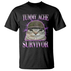 Tummy Ache Survivor Cat Meme T Shirt Funny Trending Oddly Specific Brainrot Memes TS10 Black Print Your Wear