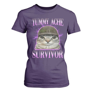 Tummy Ache Survivor Cat Meme T Shirt For Women Funny Trending Oddly Specific Brainrot Memes TS10 Purple Print Your Wear