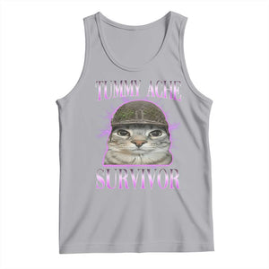 Tummy Ache Survivor Cat Meme Tank Top Funny Trending Oddly Specific Brainrot Memes TS10 Athletic Heather Print Your Wear