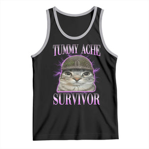 Tummy Ache Survivor Cat Meme Tank Top Funny Trending Oddly Specific Brainrot Memes TS10 Black Athletic Heather Print Your Wear