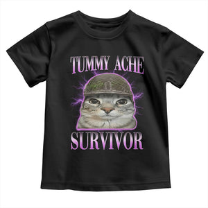 Tummy Ache Survivor Cat Meme Toddler T Shirt Funny Trending Oddly Specific Brainrot Memes TS10 Black Print Your Wear
