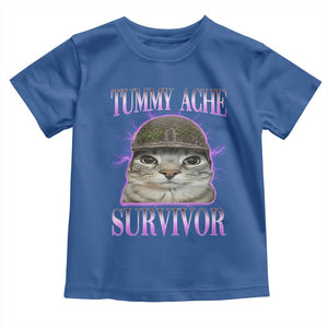 Tummy Ache Survivor Cat Meme Toddler T Shirt Funny Trending Oddly Specific Brainrot Memes TS10 Royal Blue Print Your Wear