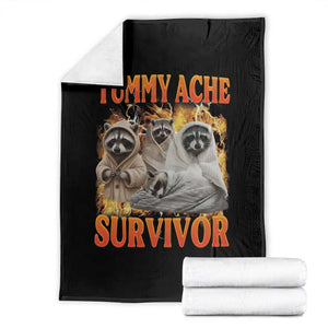 Tummy Ache Survivor Raccoon Meme Throw Blanket TS10 Black Print Your Wear