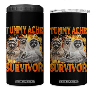 Tummy Ache Survivor Raccoon Meme 4 in 1 Can Cooler Tumbler TS10 One Size: 16 oz Black Print Your Wear