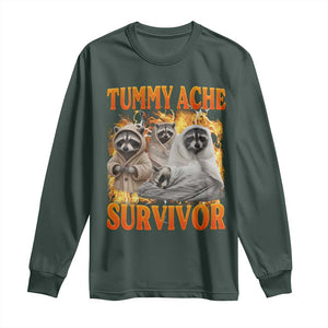 Tummy Ache Survivor Raccoon Meme Long Sleeve Shirt TS10 Dark Forest Green Print Your Wear