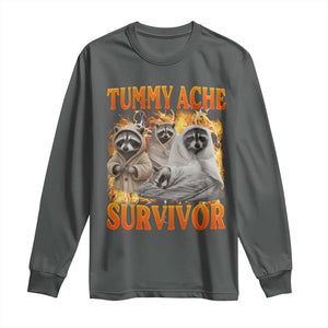 Tummy Ache Survivor Raccoon Meme Long Sleeve Shirt TS10 Dark Heather Print Your Wear