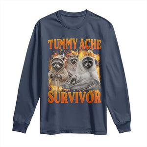 Tummy Ache Survivor Raccoon Meme Long Sleeve Shirt TS10 Navy Print Your Wear