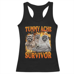 Tummy Ache Survivor Raccoon Meme Racerback Tank Top TS10 Black Print Your Wear