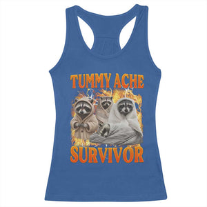 Tummy Ache Survivor Raccoon Meme Racerback Tank Top TS10 Royal Blue Print Your Wear