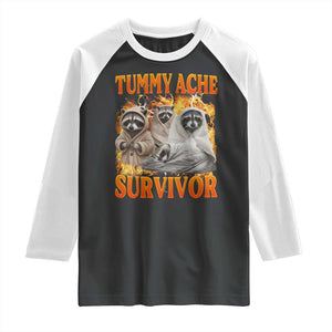Tummy Ache Survivor Raccoon Meme Raglan Shirt TS10 Black White Print Your Wear